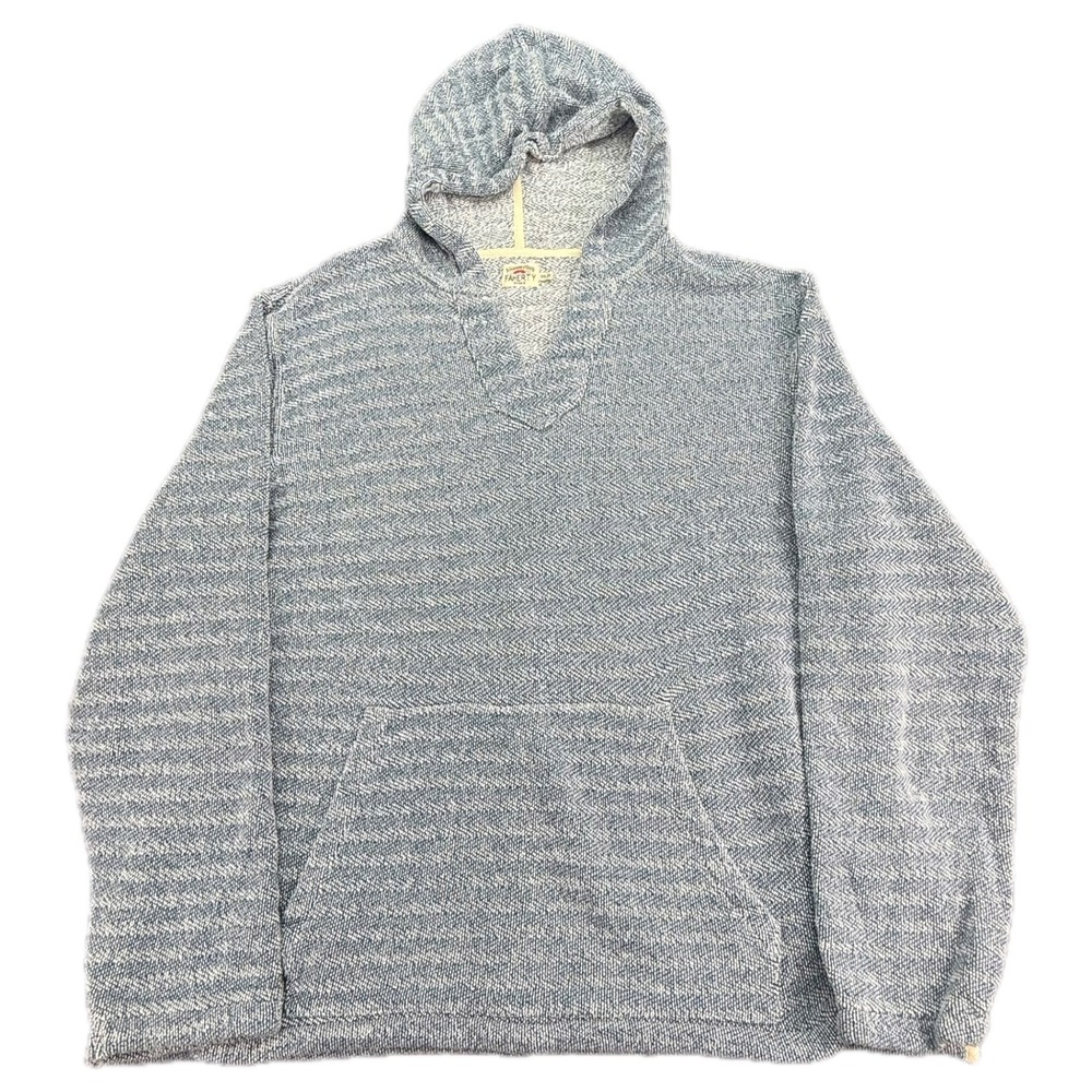 Faherty Hoodie Mens XXL Blue Whitewater Herringbone Knit Pullover Hooded Sweat